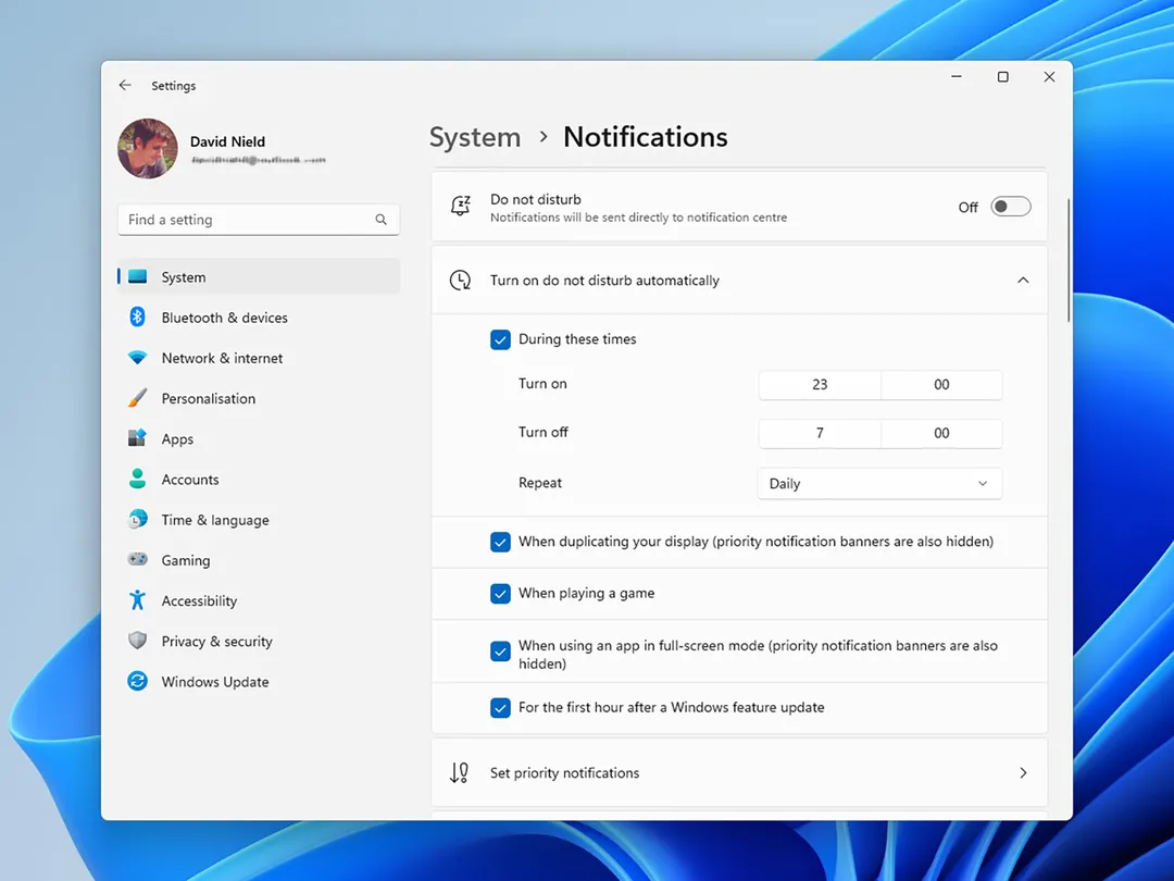 Windows: как управлять уведомлениями 11 04 dnd