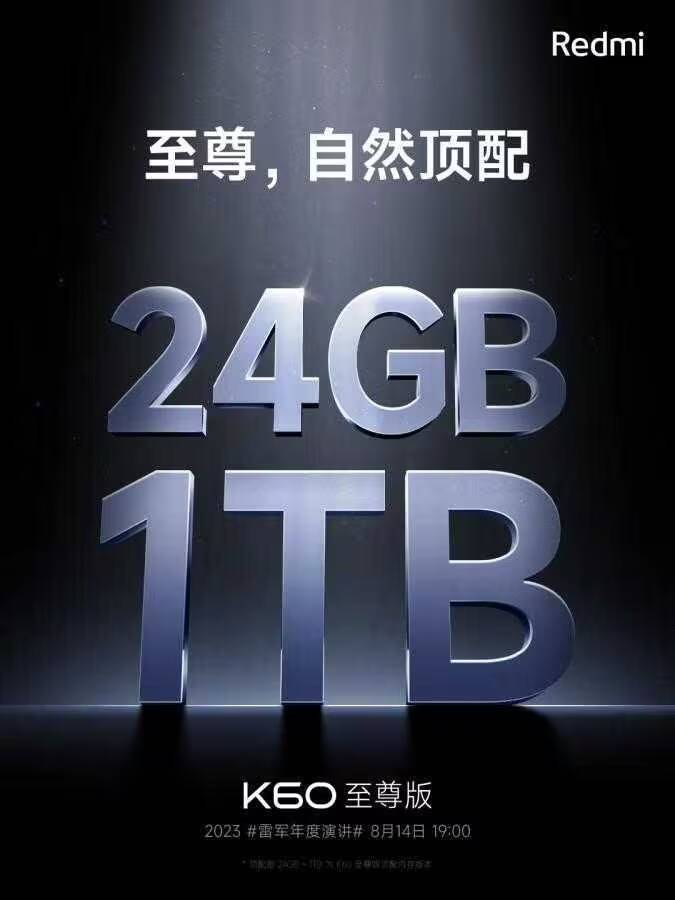 Объявление о Redmi K60 Ultra с 24GB RAM и 1TB хранилищем