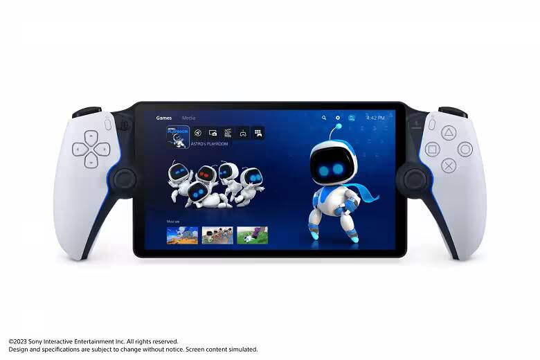 Игровое устройство Sony PlayStation Portal с металлическими рукоятками и экраном