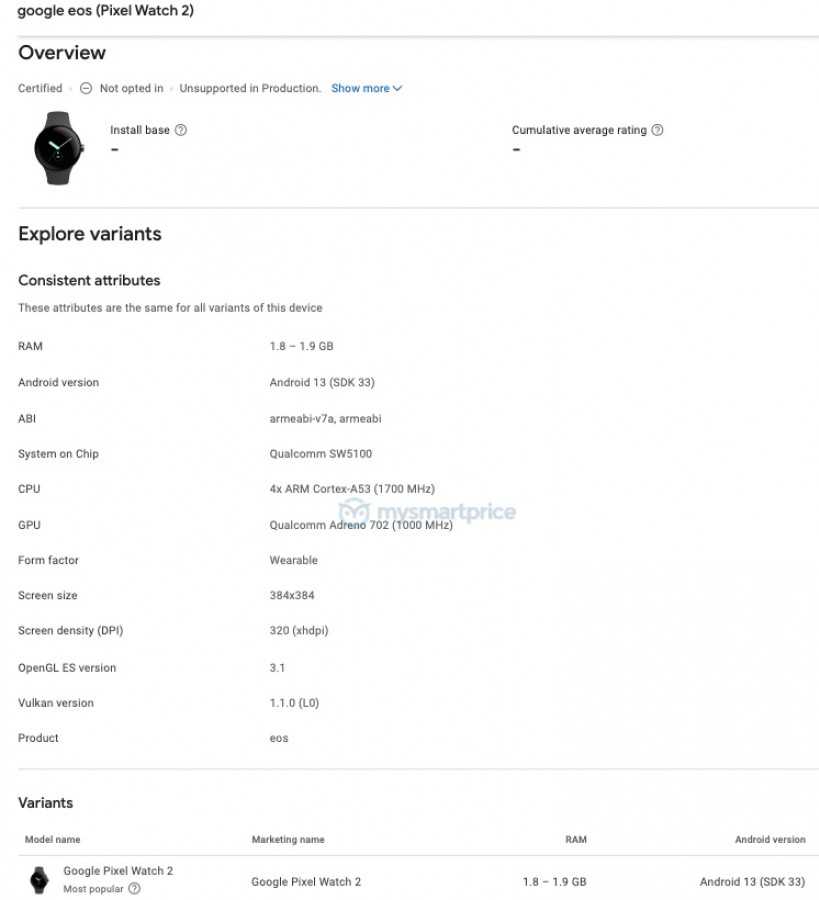 Часы Pixel Watch 2 появились на Google Play Console 5 gsmarena 002 13