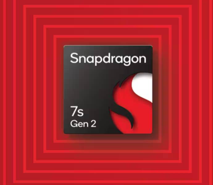 Логотип Snapdragon 7s Gen 2 на черном фоне с красным символом