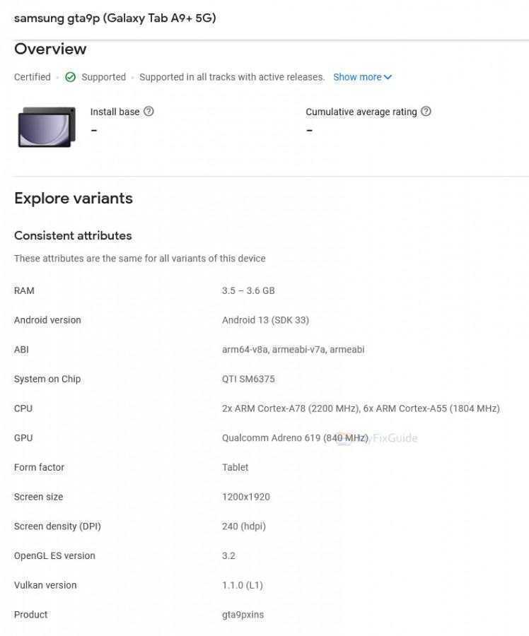 Samsung Galaxy Tab A9+ замечен на Google Play Console 4 Samsung