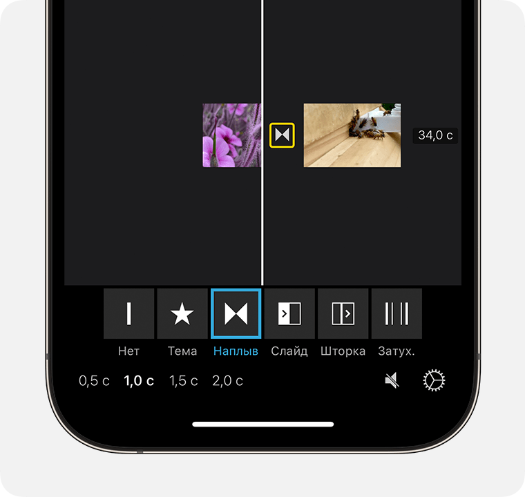 Как объединить видео на iPhone 14 ios 16 iphone 14 pro imovie transition cropped