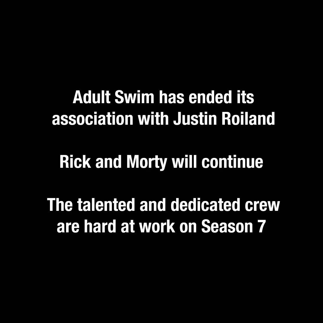 Текстовое сообщение о завершении связи с Justin Roiland и продолжении сериала