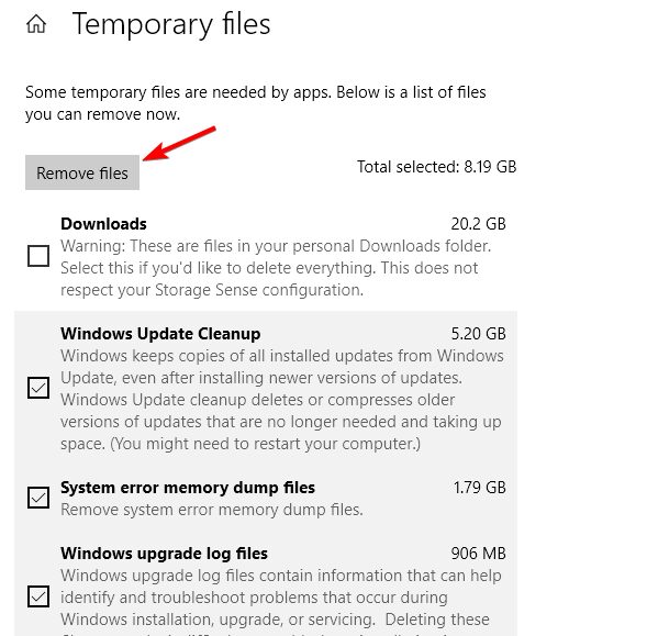 remove temporary files