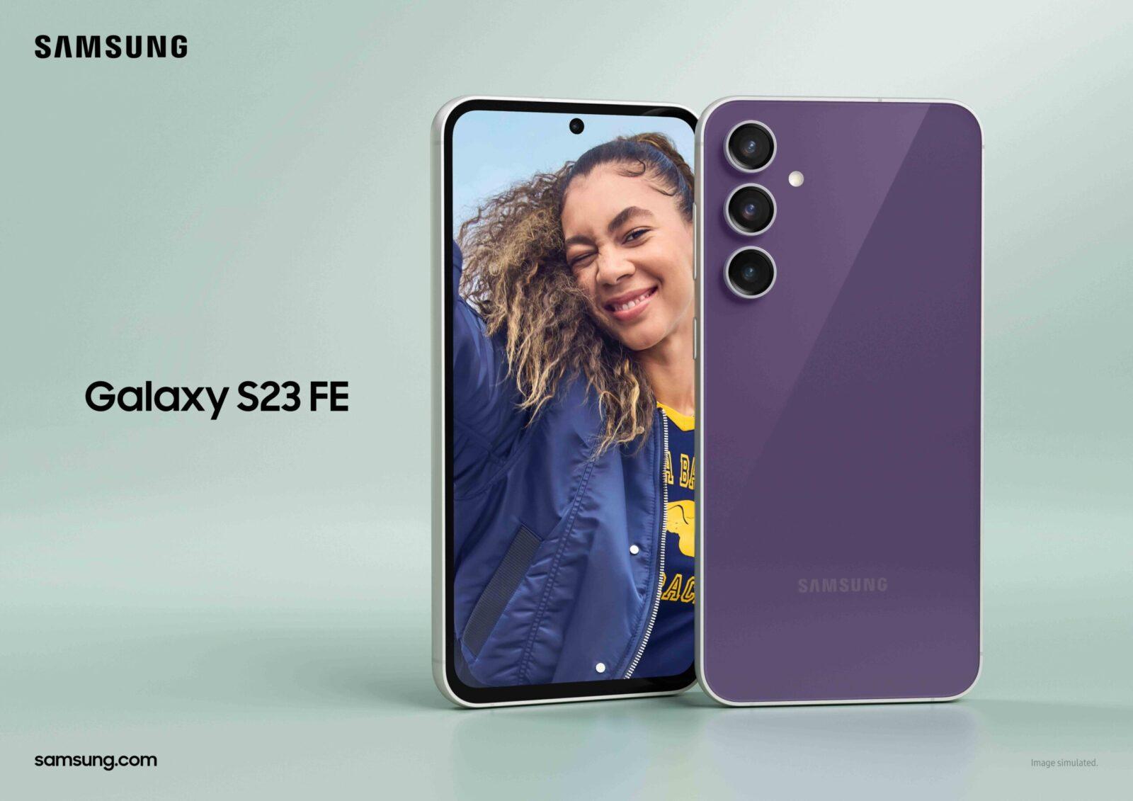 Samsung представил Galaxy S23 FE, Tab S9 FE I Tab S9 FE+ и Galaxy Buds FE 16 008 kv product galaxy s23 fe purple 2p scaled