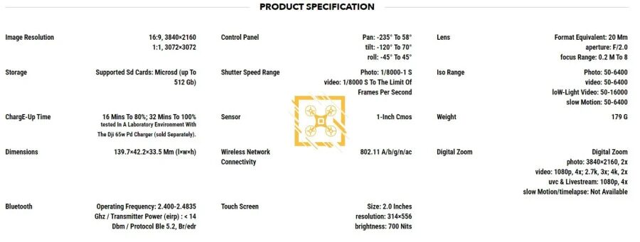 dji osmo pocket 3 full specifications