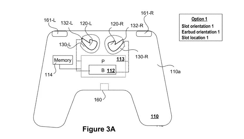 Sony запатентовала контроллер, позволяющий хранить и заряжать беспроводные наушники 3 playstation earbud controller patent