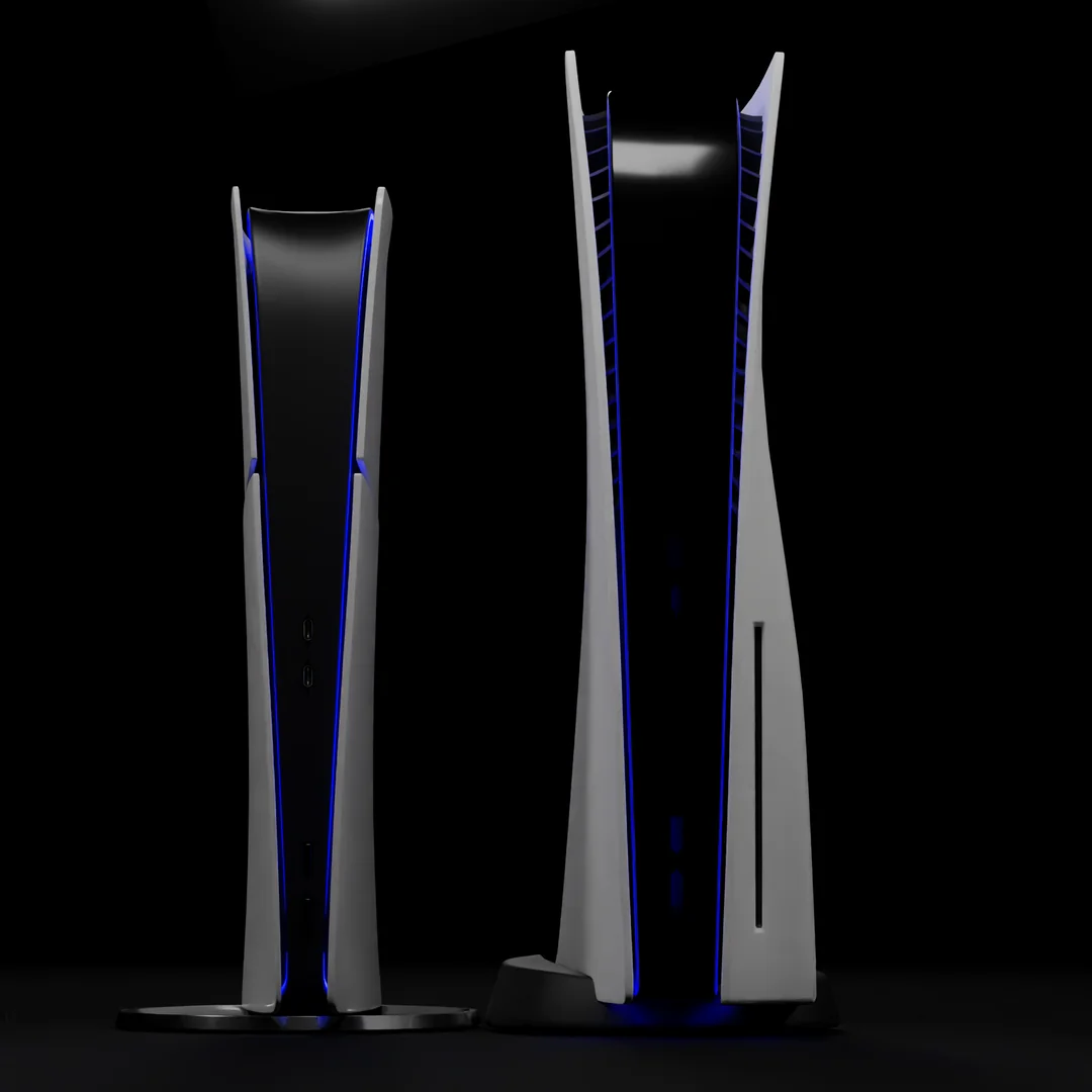 PS5 Slim сравнили с оригинальной консолью на рендере 11 ps5 slim 3d model and ps5 fat 3d model size comparison v0 ligczscvkotb1