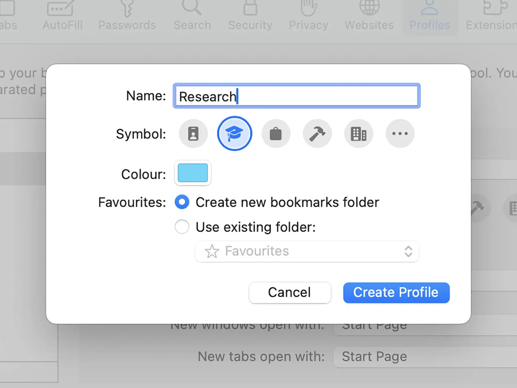 Safari: как настроить профили на macOS Sonoma 6 Safari