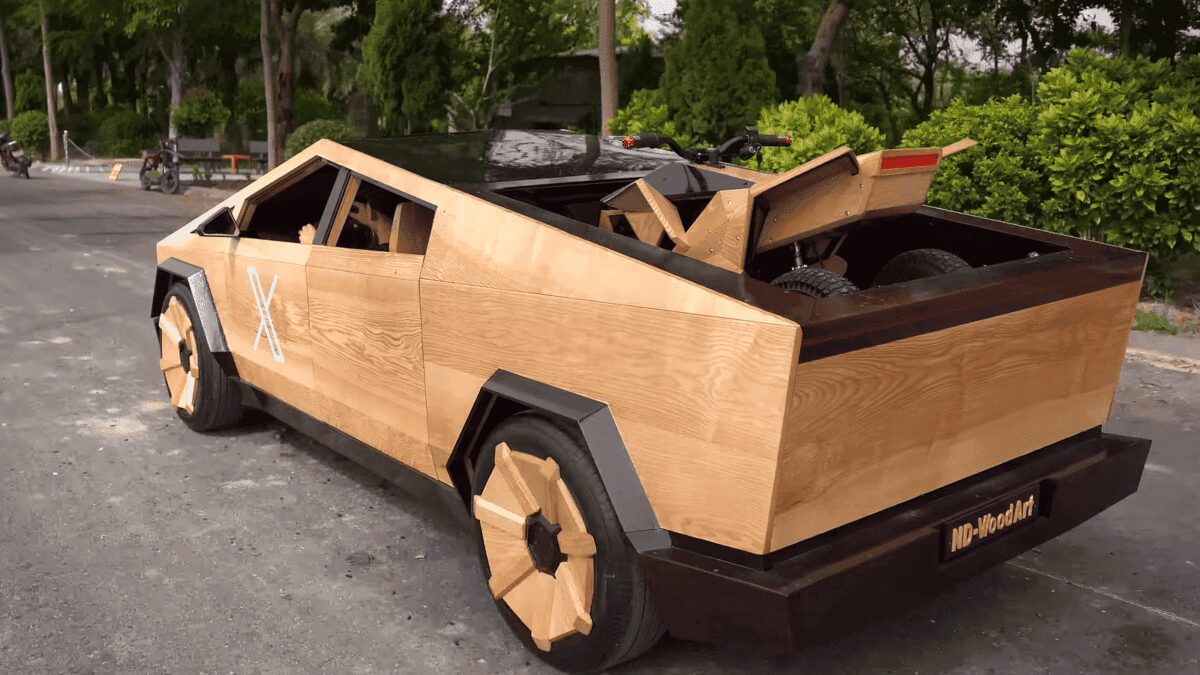Блогер сделал деревянную рабочую копию Tesla Cybertruck 1 1193335