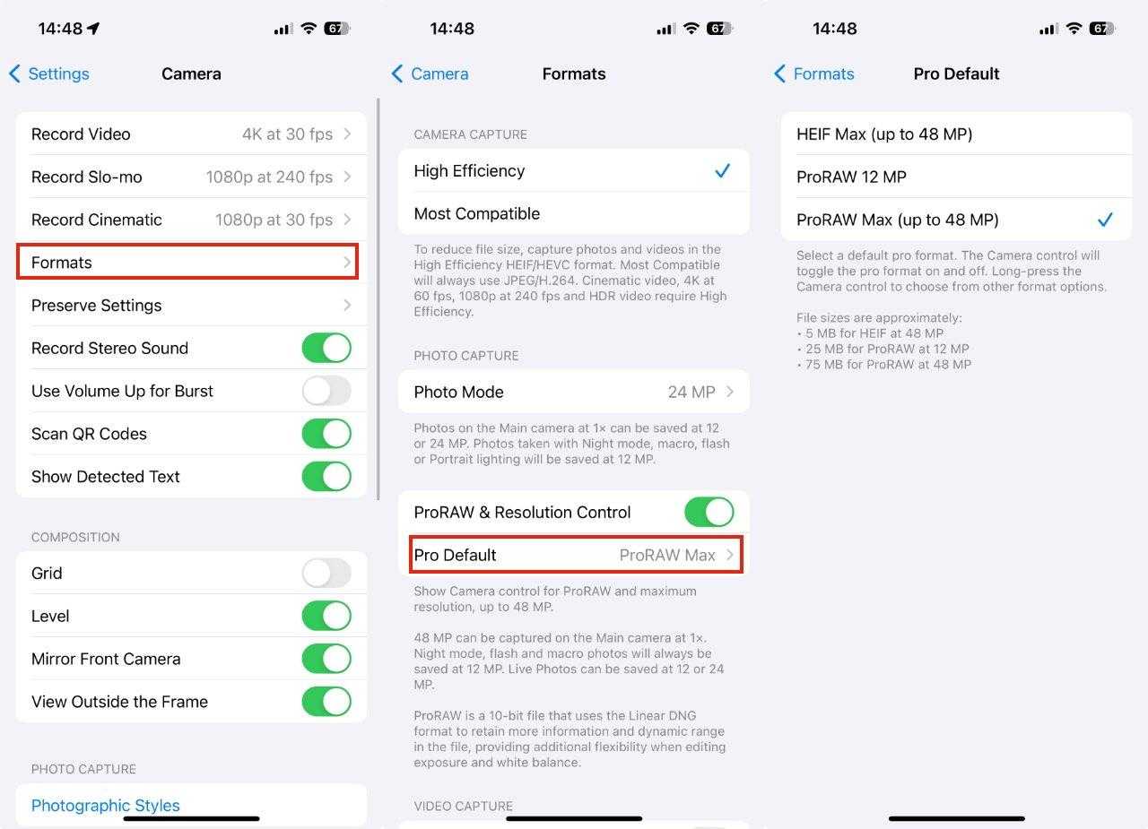 iOS 17: как использовать новые возможности ProRAW 3 57109 116262 001 settings