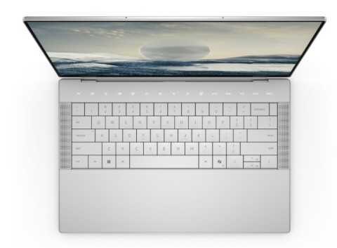 Вид сверху ноутбука Dell XPS 2024 с раскрытым экраном и клавиатурой