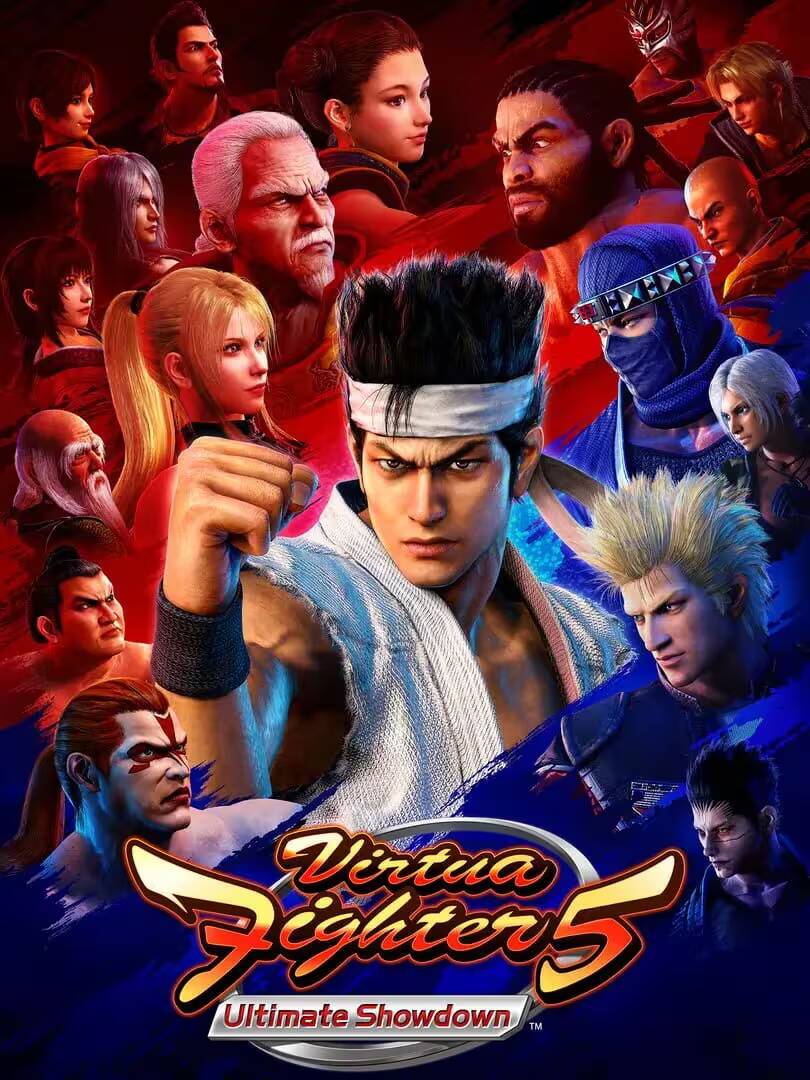 Обложка видеоигры Virtua Fighters 5 Ultimate Showdown для PS5 с изображениями бойцов