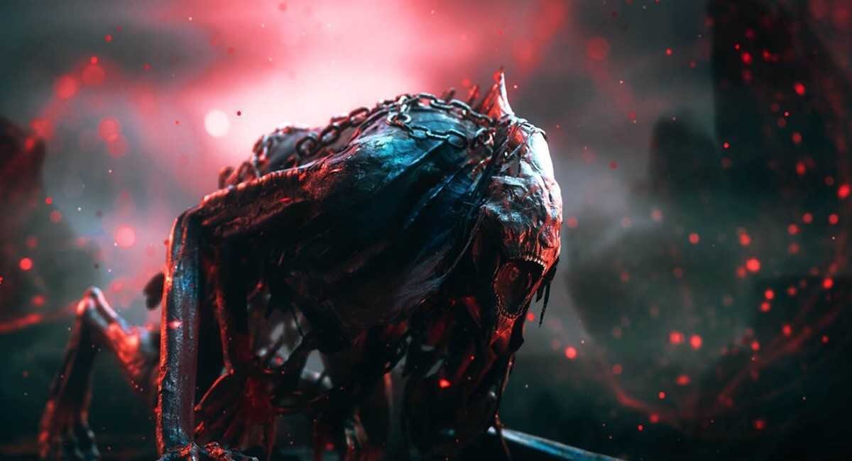 Монстр из видеоигры Thaumaturge в темной анимационной сцене