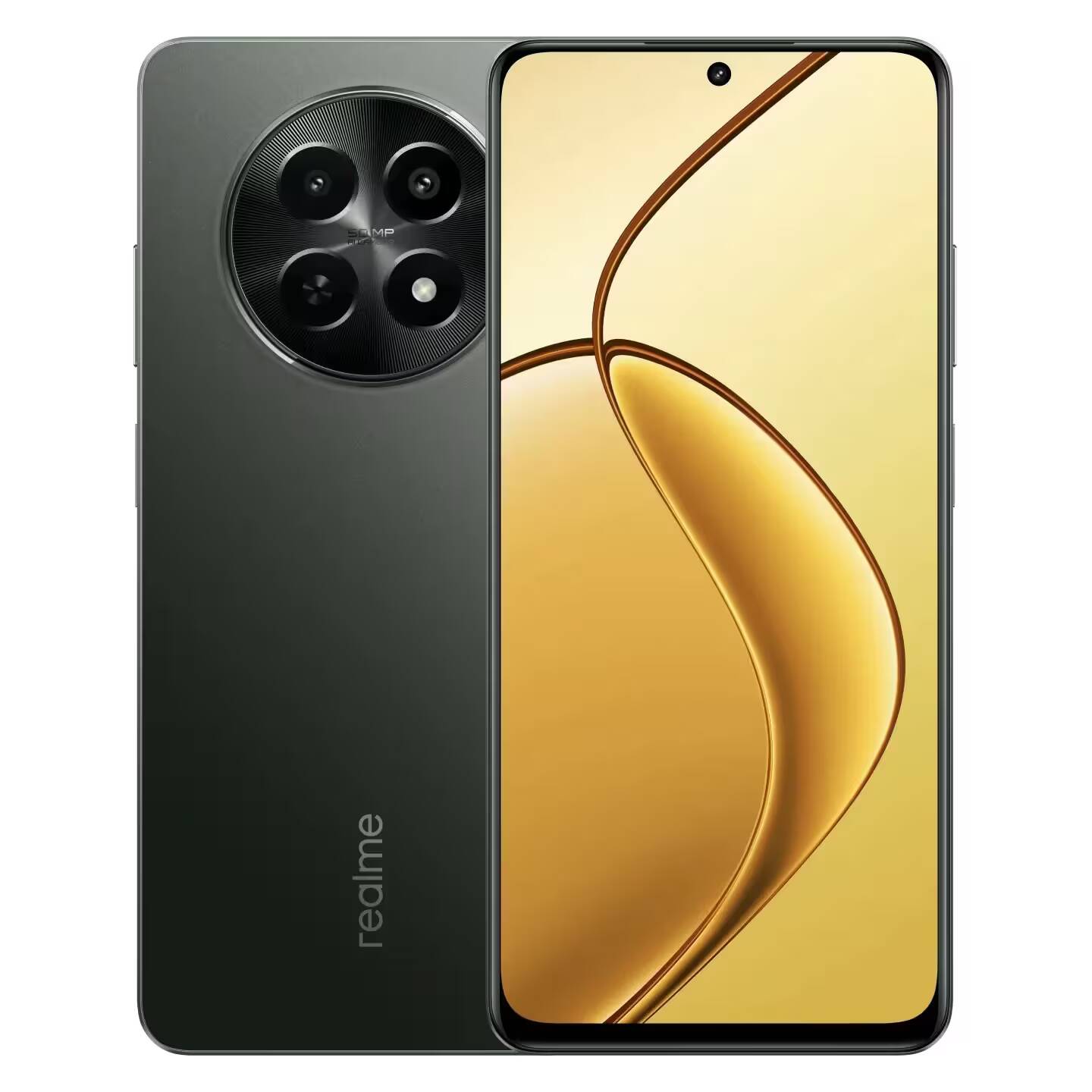 Передняя и задняя часть смартфона Realme 12x с круглыми камерами