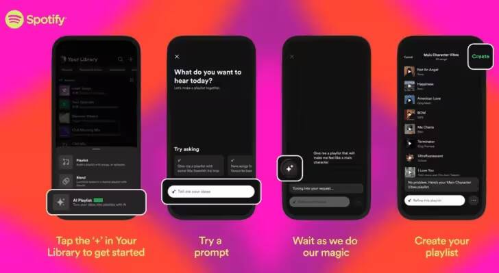 В Spotify появилась генерация ИИ-плейлистов по текстовому запросу 1 Экран мобильного устройства с интерфейсом Spotify генерации ИИ-плейлистов по текстовому запросу