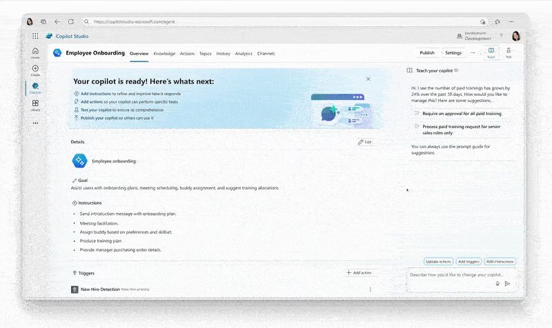 copilot studio agent capabilities teach