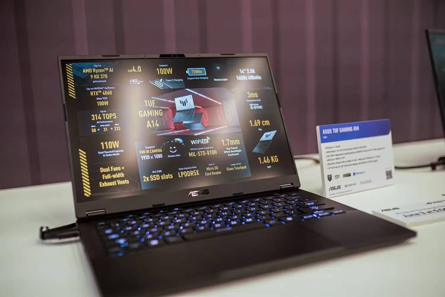Computex 2024: топ-7 анонсов выставки 7 Ноутбук ASUS TUF GAMING A14 с подсветкой клавиатуры