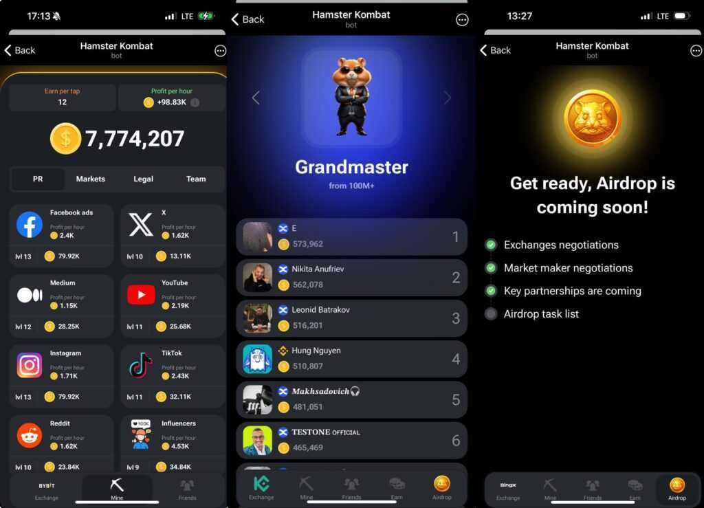 8 альтернатив Notcoin: игры-кликеры в Telegram, в которых можно разбогатеть 15 hamster kombat telegram airdrop 1024x739 1