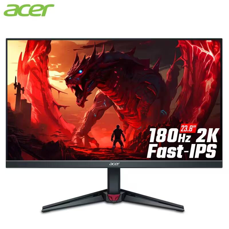 Геймерский монитор Acer Nitro VG240YU с изображением игрового демона и игрока