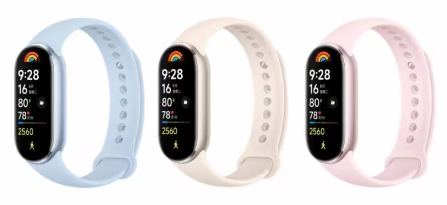 Умный браслет Xiaomi Smart Band 9 в трех цветах дисплей интерфейс