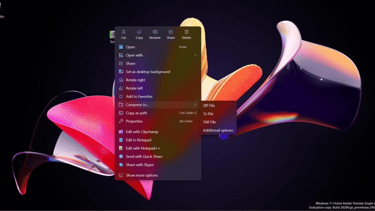windows 11 is getting the ability to create zip 7z and tar archives large 1