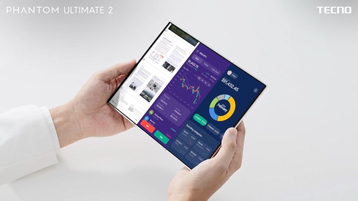 Tecno представила самый тонкий складной смартфон с тройным экраном — Phantom Ultimate 2 8 2 9