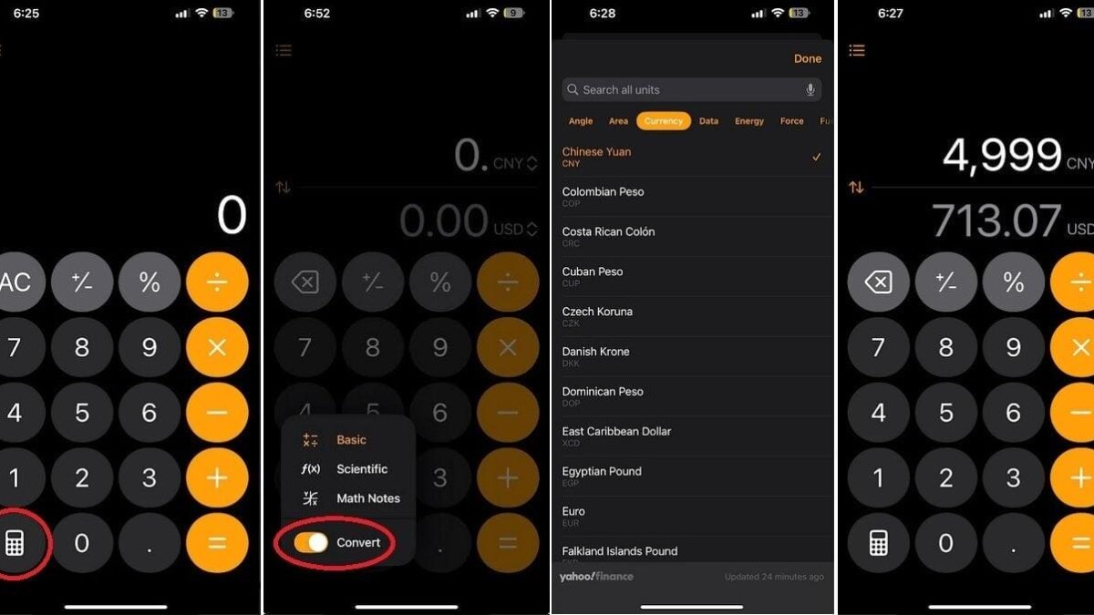 Используя скрытую функцию Convert в калькуляторе iOS, вы можете узнать стоимость CNY 4 999 в долларах США