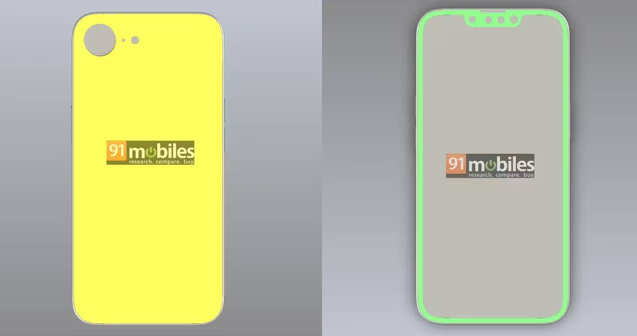 Задняя панель iPhone с желтым цветом и камерами