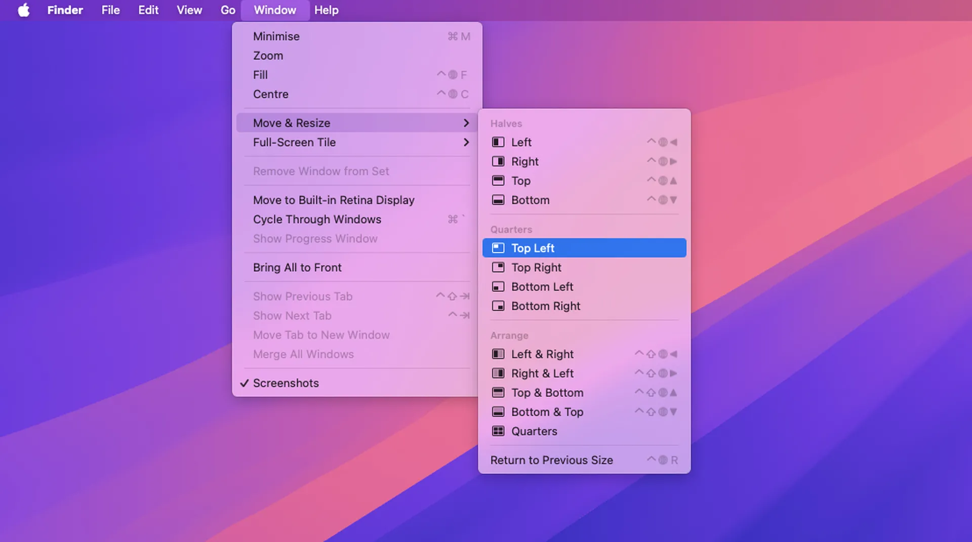 macOS Sequoia: как упорядочить окна с помощью функции привязки 6 04 menu.jpg
