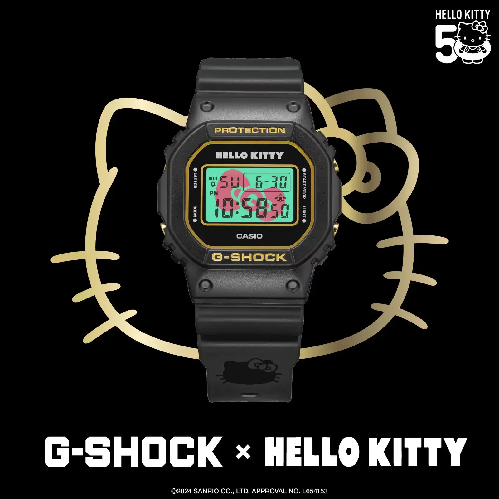 Casio и Hello Kitty выпускают ограниченную серию часов G-Shock DW-5600KT24-1JR в честь 50-летия компании 6 dw 5600kt24 1 kv 1