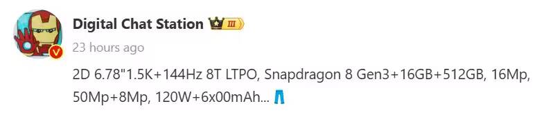 Информация о технических характеристиках iQOO Neo 10