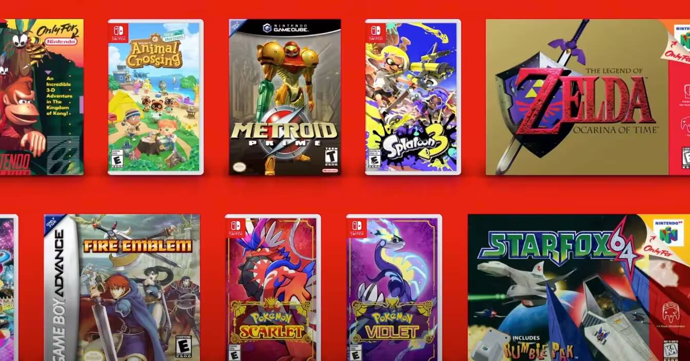 Обложки игр для Nintendo Switch на красном фоне