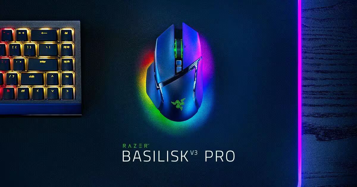 Игровая мышь Razer Basilisk V3 Pro 35K с подсветкой и кнопками сбоку