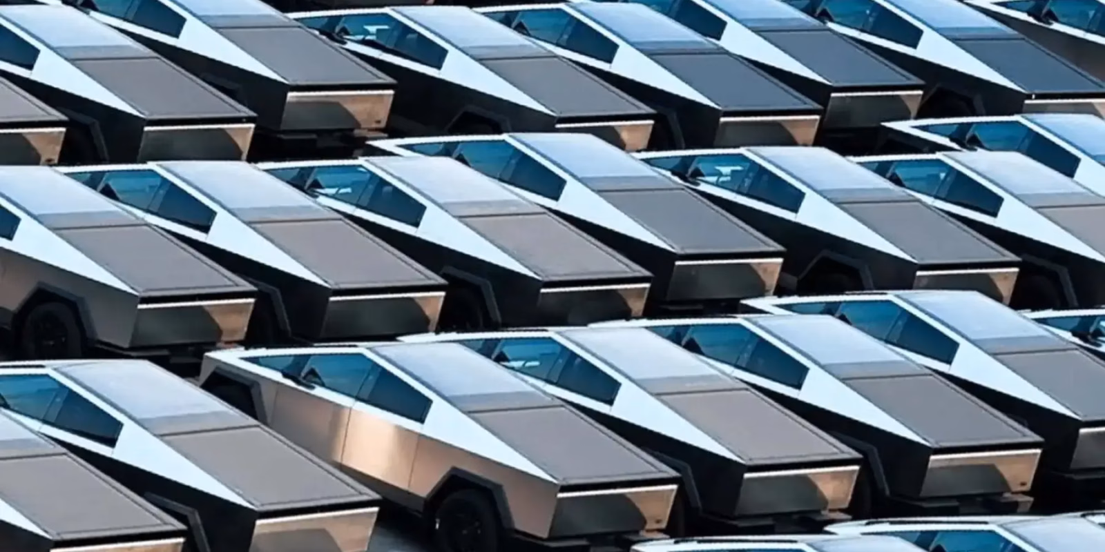 tesla cybertrucks parked
