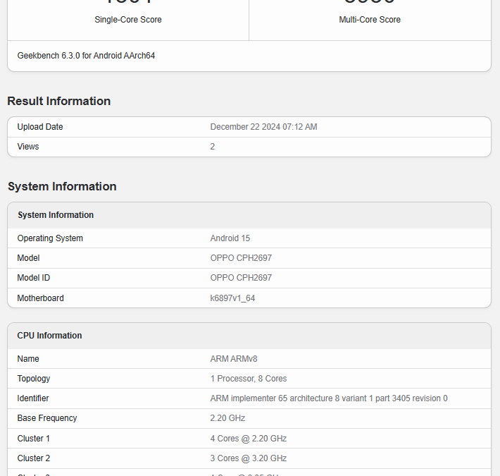 oppo reno 13 pro geekbench