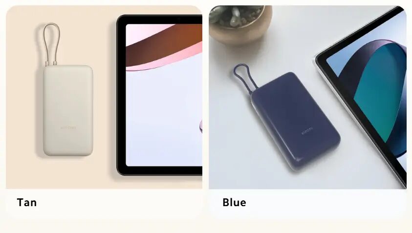 xiaomi 33w 20000mah power bank integrated cable color options