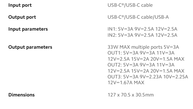 xiaomi 33w 20000mah power bank integrated cable input output configuration