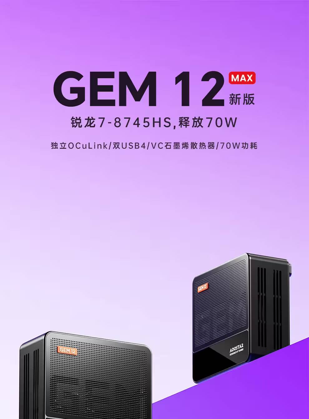 Мини-ПК Aoostar GEM 12 Max с черным корпусом