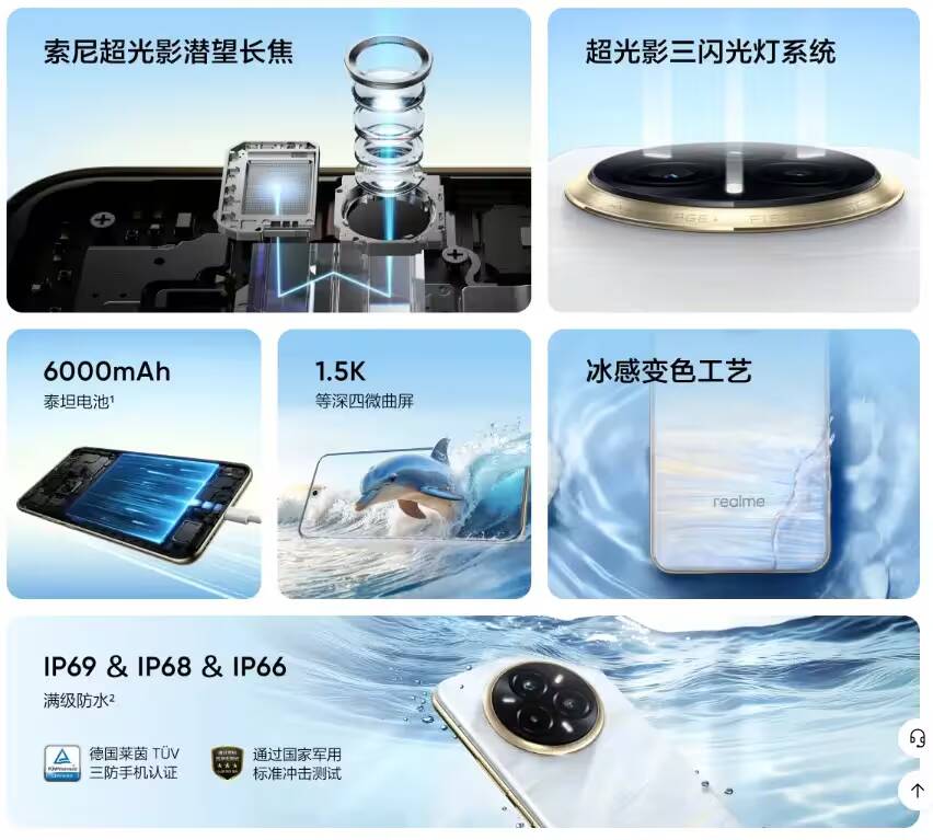 Внутренний компонент смартфона Realme 14 Pro+ с изображением спирали и светового луча