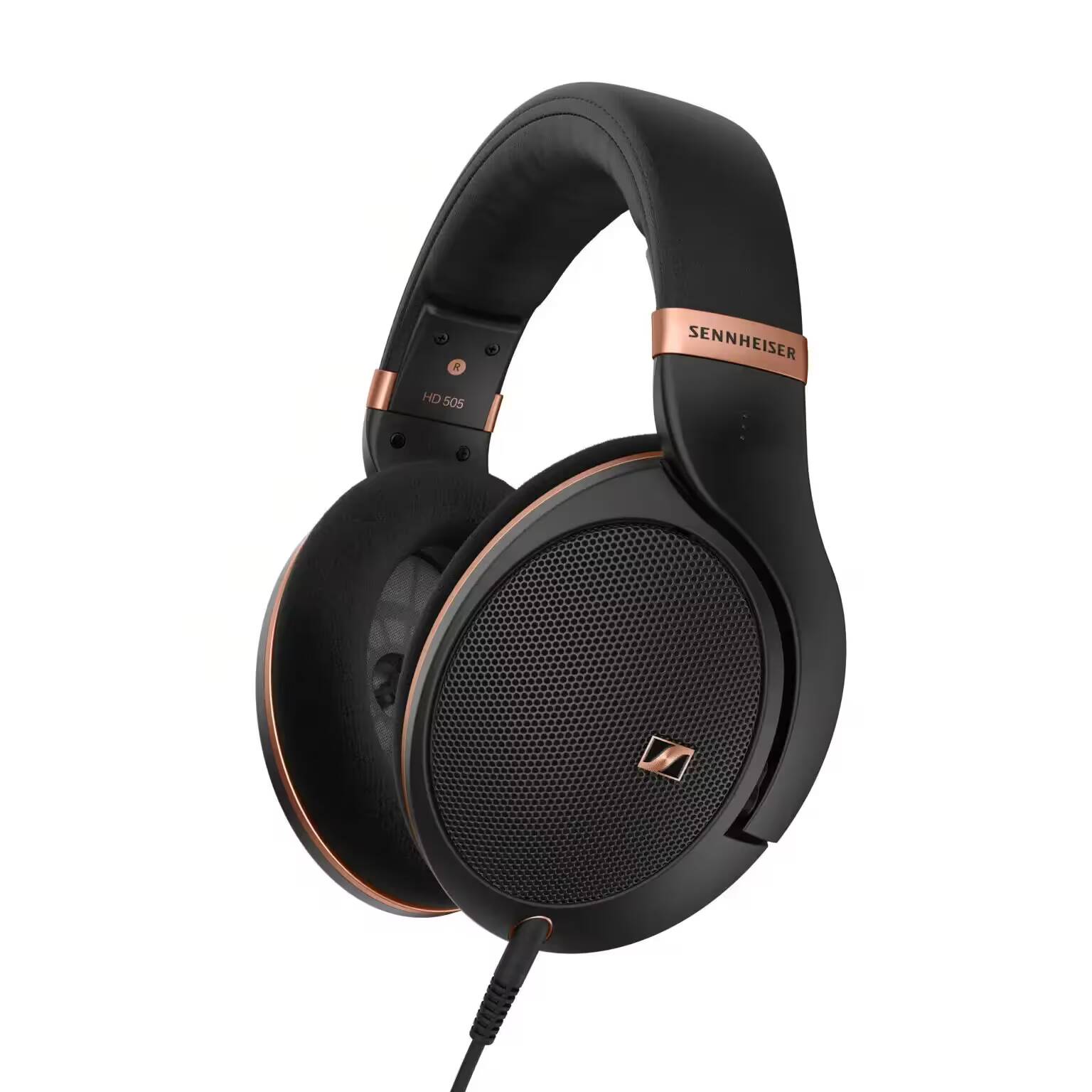 Чёрные наушники Sennheiser HD 505 с розовыми акцентами