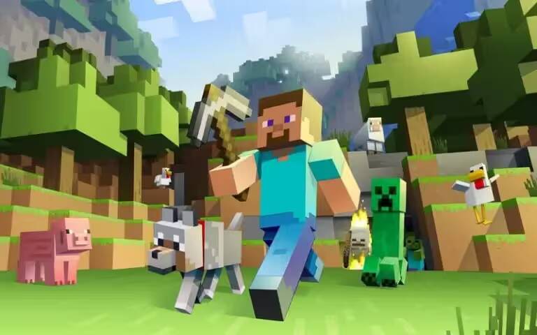 Студия Mojang (разработчики Minecraft) объявляет о смене руководителя 1 Майнкрафт персонаж с киркой и животные на яркой игровой сцене