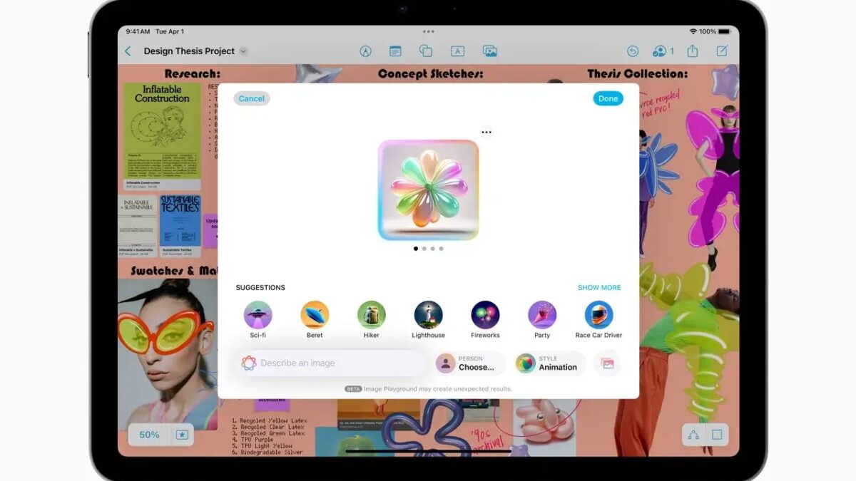 apple ipad air apple intelligence image playground 250304