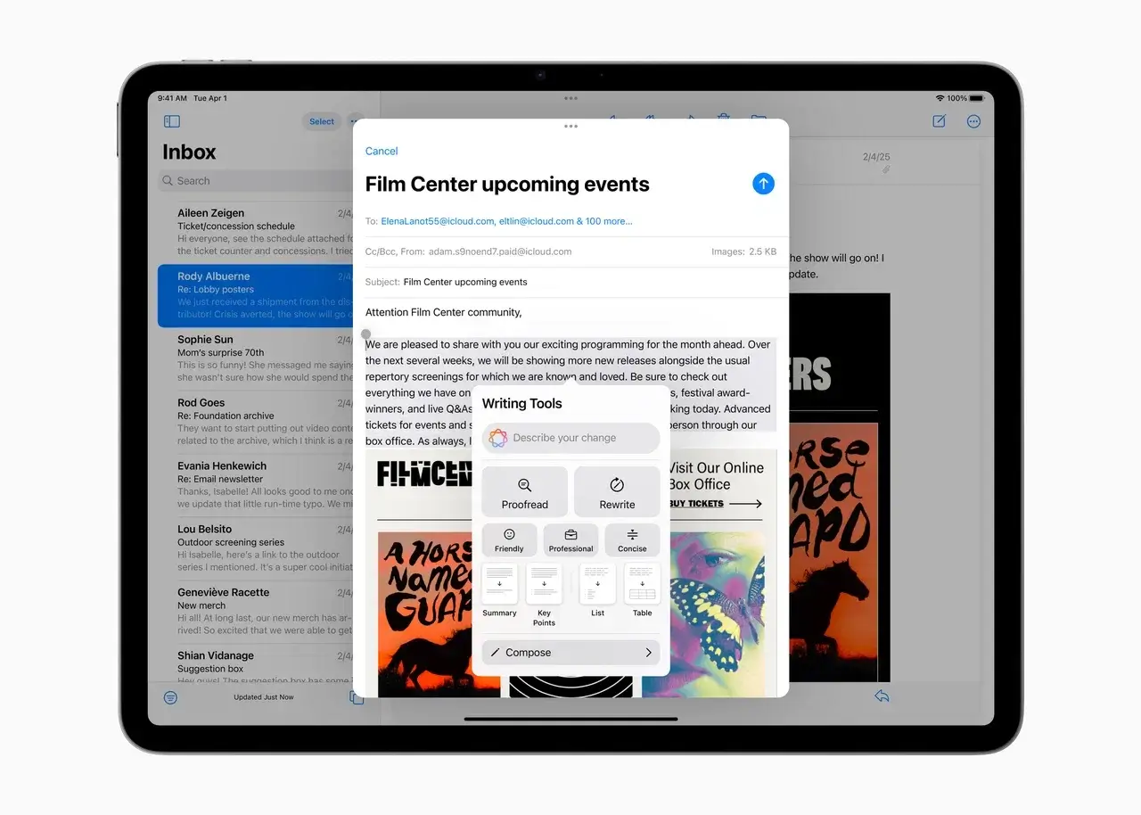 В России стартовал предзаказ новых iPad Air и iPad 14 apple ipad air apple intelligence writing tools 250304