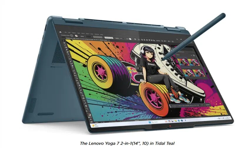 MWC 2025: Lenovo представила Yoga 7 (2025) — новые 2-в-1 ноутбуки с Ryzen AI и OLED-дисплеями 3 the lenovo yoga 7 2 in 114 10 in tidal teal