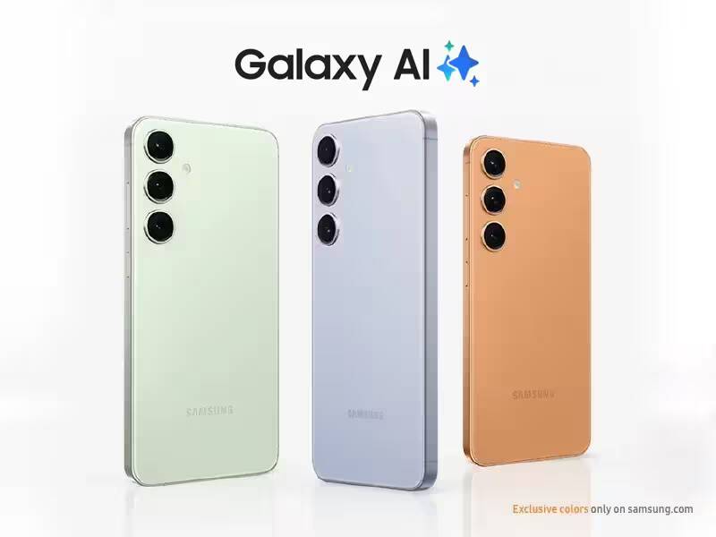 Три новые Samsung Galaxy S24 разноцветных сзади