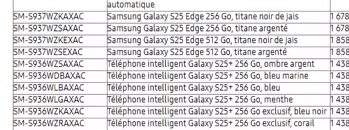galaxy s 25 edge french canada pricing