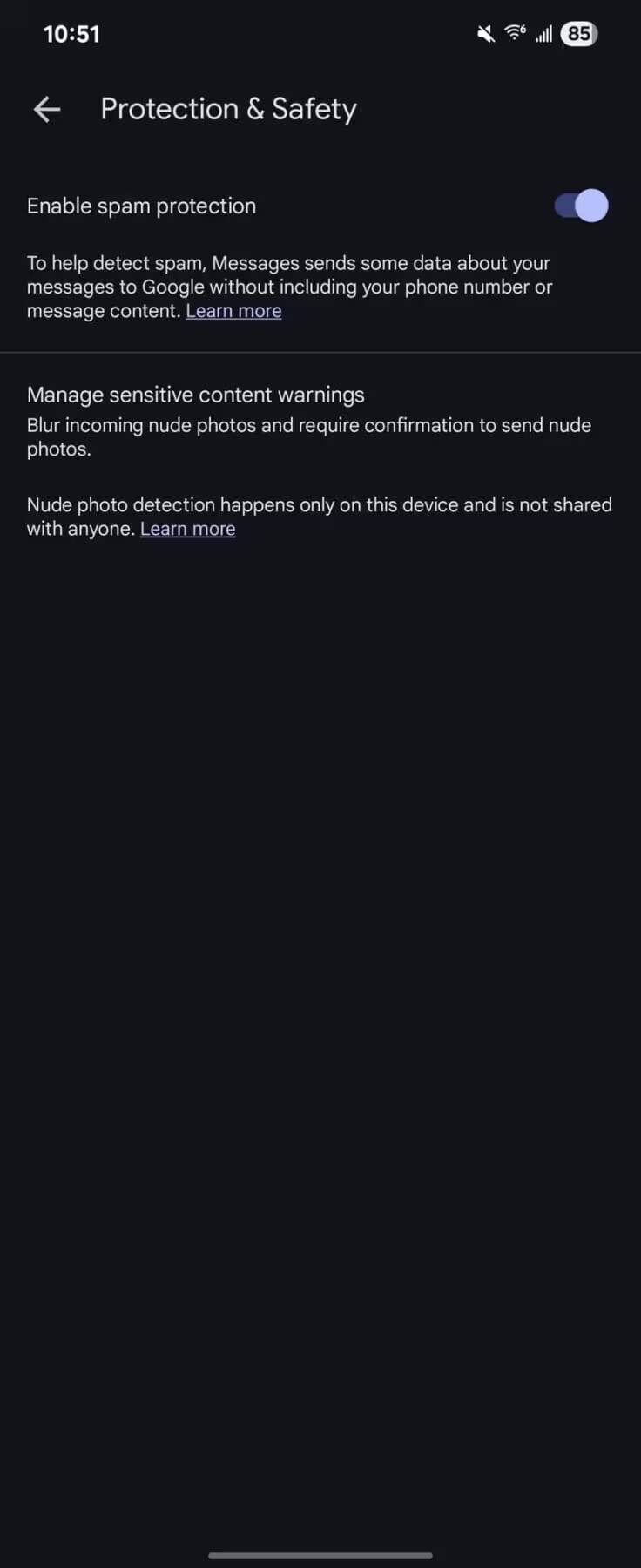 Настройки защиты от интимных фото на Android телефон