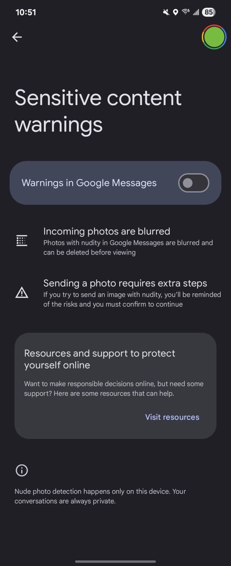 В Google Messages появилась защита от интимных фото 5 google messages sensitive content warnings 3a.webp